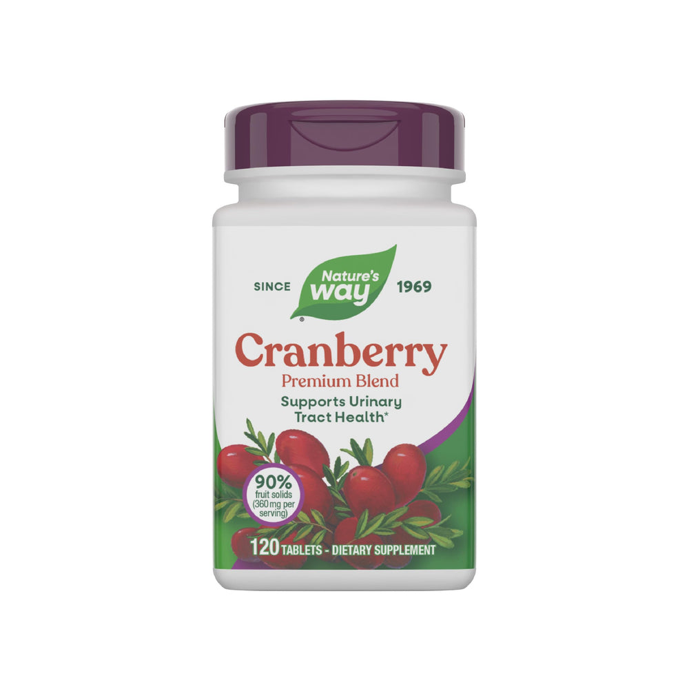 Nature's Way Cranberry Premium Blend bottle front for urinary health support.