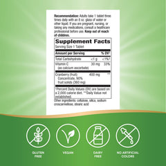 Nature's Way Cranberry Premium Blend label detail with cranberry concentrate information.