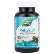 Nature's Way DGL Ultra Extra Strength bottle close-up for on-the-go digestive support