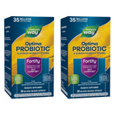 Nature's Way Fortify Optima probiotic bottle shows 30 capsules for daily balance.