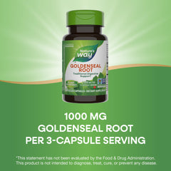 Vegan and gluten-free badge visible on Nature's Way Goldenseal Root packaging
