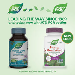 Nature's Way Horny Goat Weed capsules show 500 mg epimedium extract per serving