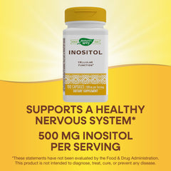 Nature's Way Inositol gluten-free label appeals to sensitive diets.