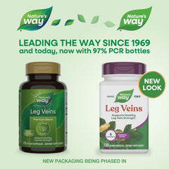 Nature's Way Leg Veins bottle focuses on horse chestnut extract in the formula for potential support.