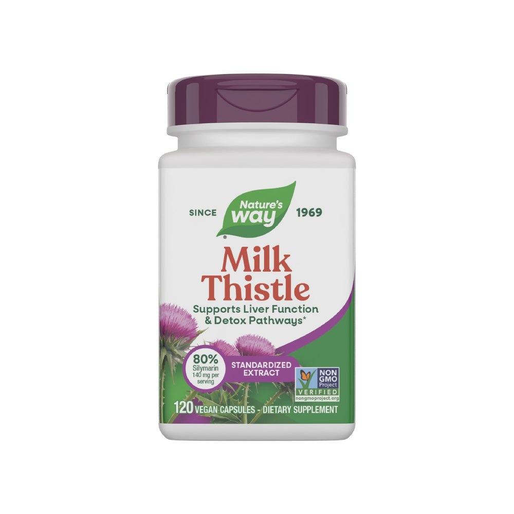 Nature's Way Milk Thistle bottle front view for liver support.
