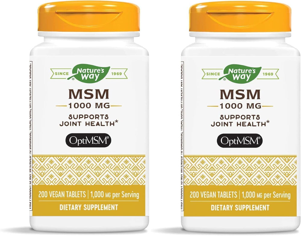 Nature's Way MSM 1000 mg bottle, showcasing a pure joint support formula.