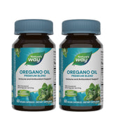 Nature's Way oregano oil bottle highlighting carvacrol content for immune support.