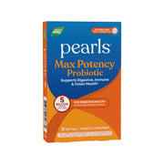 Nature's Way Pearls Max Potency probiotic bottle label showing 5 billion cultures for gut support