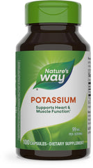 Nature's Way Potassium Complex bottle with capsules for daily electrolyte balance support.