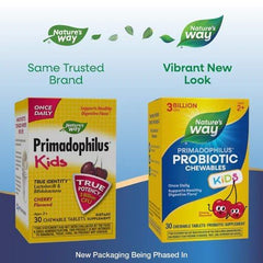 Nature's Way Primadophilus Kids cherry chewables close-up for tasty daily use