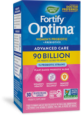 Nature's Way Primadophilus Optima Women bottle shows 90B CFU for daily microbiome balance.