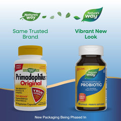 Nature's Way Primadophilus probiotic capsules ready for daily use.