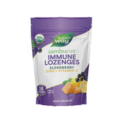 Nature's Way Sambucus lozenges packaging shows organic ingredients.
