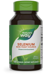 Nature's Way Selenio: cápsula de 200 mcg para uso diario, soporte antioxidante.