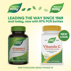 Nature's Way Vitamin C capsules closeup highlighting antioxidant formula