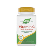 Nature's Way Vitamin C with Rose Hips bottle on a clean surface for daily immune support.