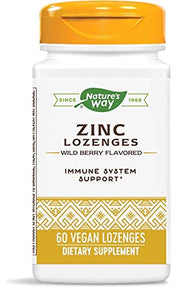 Nature's Way Zinc Natural Berry lozenges bottle with berry flavor for daily routine.