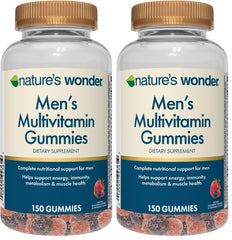 Nature's Wonder Men's Multivitamin Gummies bottle front showing berry flavor for daily support