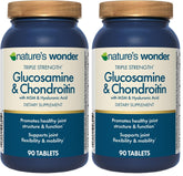 Nature's Wonder triple-strength glucosamine bottle supports joint comfort and mobility.