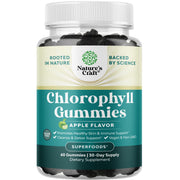 Natures Craft Chlorophyll Gummies bottle front showcases detox support in a tasty form.