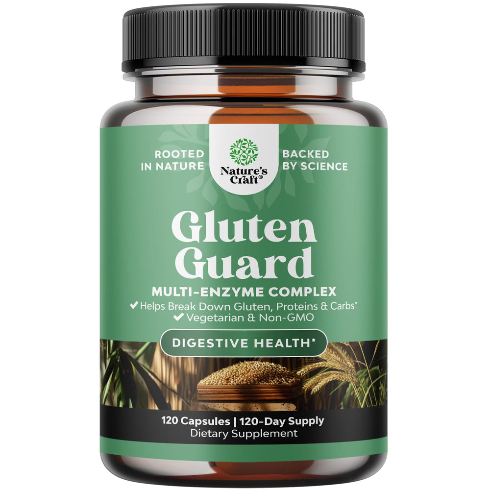 Nature's Craft gluten digestive enzymes bottle for smoother post-meal comfort