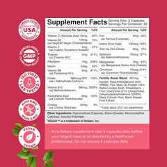 Natures Craft Fertility bottle label closeup highlighting folate and CoQ10