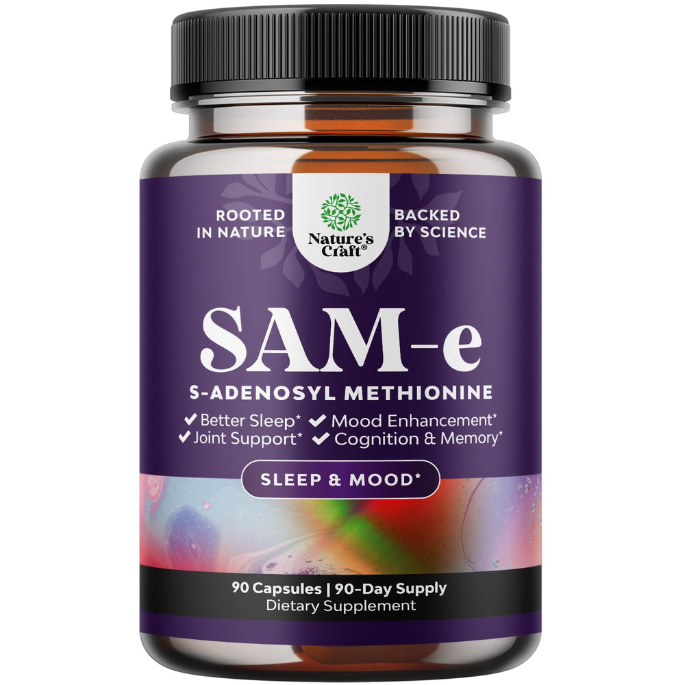 Natures Craft Pure SAM E bottle showcasing 150 mg for brain and mood support