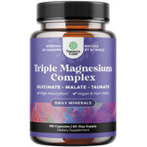 Natures Craft Triple Magnesium Complex bottle with capsules suggesting daily relaxation.