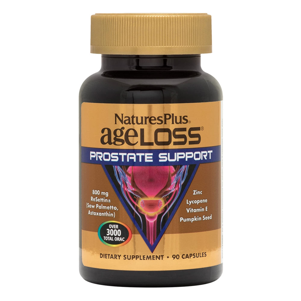 NaturesPlus AgeLoss Prostate Support bottle front; may support urinary comfort.