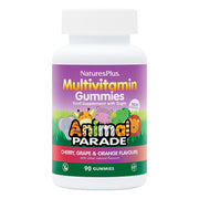 NaturesPlus Animal Parade bottle front with colorful gummies for daily immunity support.