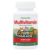NaturesPlus Animal Parade cherry-flavored chewable tablets for kids' daily nutrition.