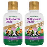 NaturesPlus Animal Parade Gold bottle front—kid-friendly multivitamin in vegan formula.