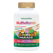 NaturesPlus Animal Parade Gold bottle featuring kid-friendly chewables for daily wellness.