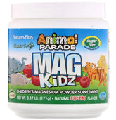 NaturesPlus MagKidz cherry bottle offers a kid-friendly magnesium supplement for healthy bones and growth.