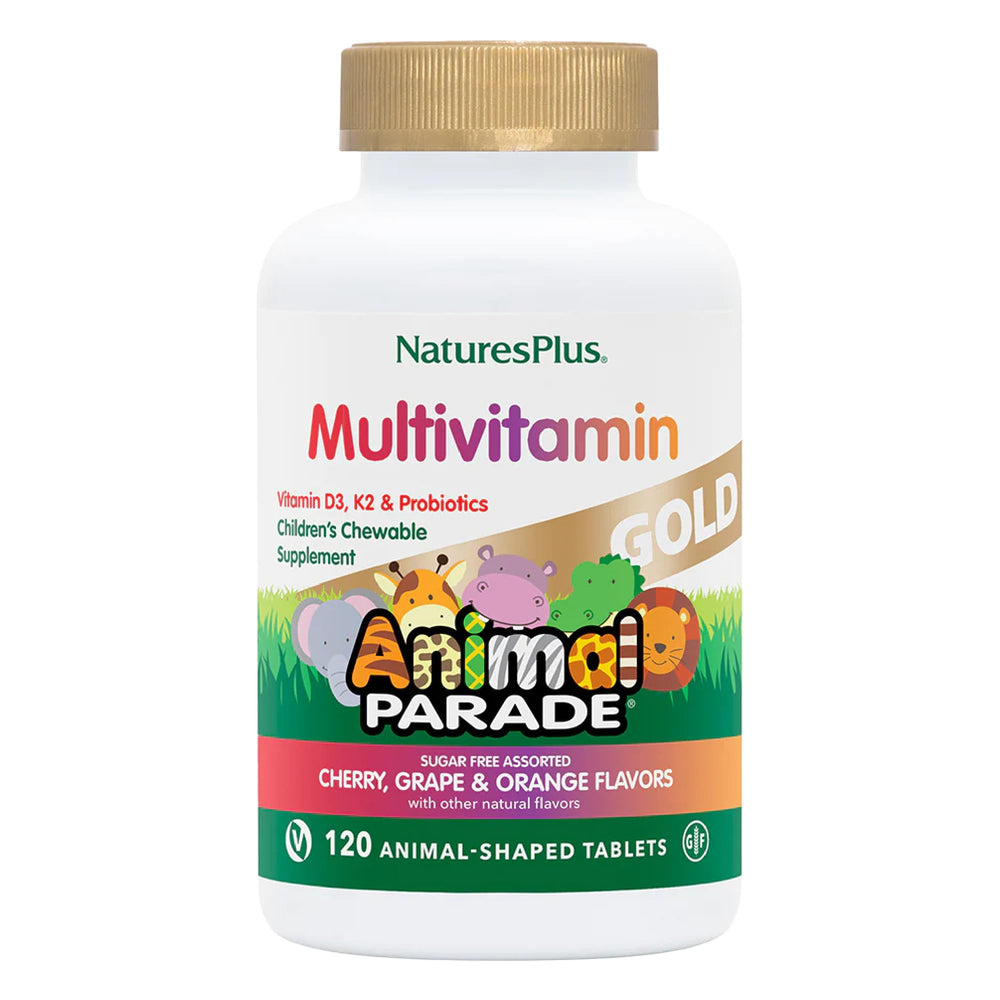 NaturesPlus Animal Parade packaging front with a colorful, kid-friendly design.