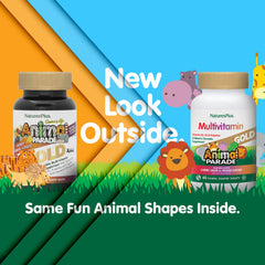 NaturesPlus Animal Parade orange-flavored chewables for daily kid nutrition