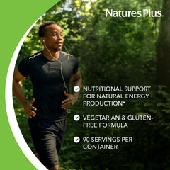 NaturesPlus B-Complex with Rice Bran tablets back displays nutrition facts for easy planning.