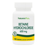 NaturesPlus Betaine HCl 600 mg bottle on kitchen counter for digestive support