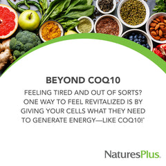NaturesPlus Beyond CoQ10 label displays 60 servings for convenient daily use