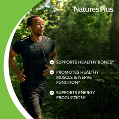 NaturesPlus Cal/Mag Citrate bottle with 90 vegetarian capsules ready for daily use