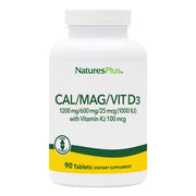 NaturesPlus Calcium Magnesium Vitamin D3 K2 bottle showing a high-potency bone support blend.