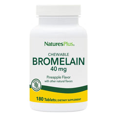 NaturesPlus chewable bromelain 40 mg tablets front view for easy daily use.