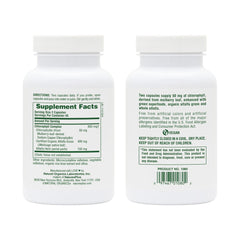 Nature's Plus Chlorophyll Complex capsules for daily vegan nutrition.
