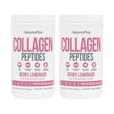 NaturesPlus Collagen Peptides Berry Lemonade tub front, suggesting daily hair, skin, and nails support.