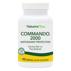 NaturesPlus Commando 2000-90 bottle front, showcasing antioxidant protection.