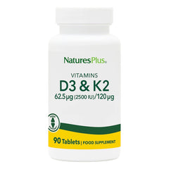NaturesPlus D3 K2 90 Tablets bottle front for bone support