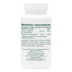 NaturesPlus D3 K2 90 Tablets capsules close-up show quality vitamins for daily wellness