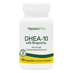 NaturesPlus DHEA-10 bottle front – gluten-free capsules for daily supplement routine