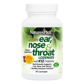 NaturesPlus Ear Nose Throat Lozenge bottle in tropical berry flavor supports immune health and fresh breath.