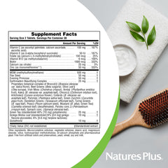 Nature's Plus earthmade beautifying complex image highlights leafy greens and botanicals for nutrient-rich care.